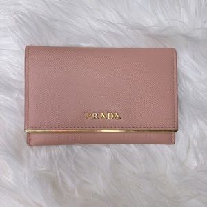Prada Pink Saffiano Leather Card Holder